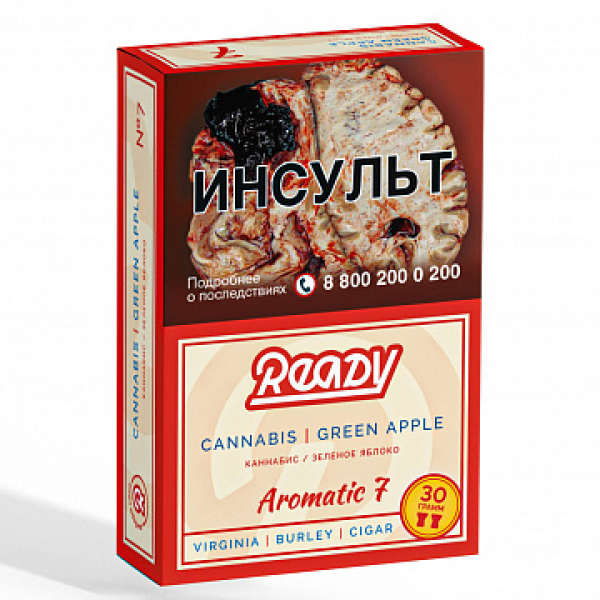 Табак READY №7 CANNABIS GREEN APPLE (Травяной Зелёное яблоко) 30 гр в Воркуте
