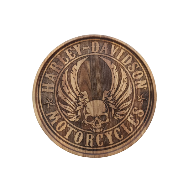 ХукаСтол Поднос Harley Davidson (Коричневый, Бук) для кальяна в Воркуте