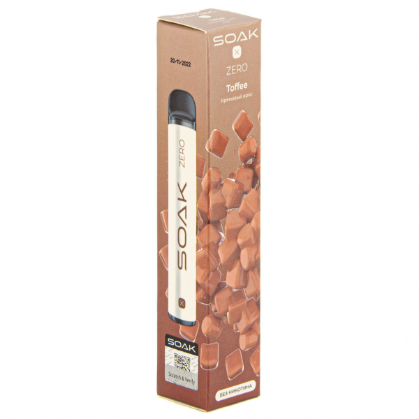 SOAK X ZERO Toffee 1500 затяжек (без никотина) в Воркуте