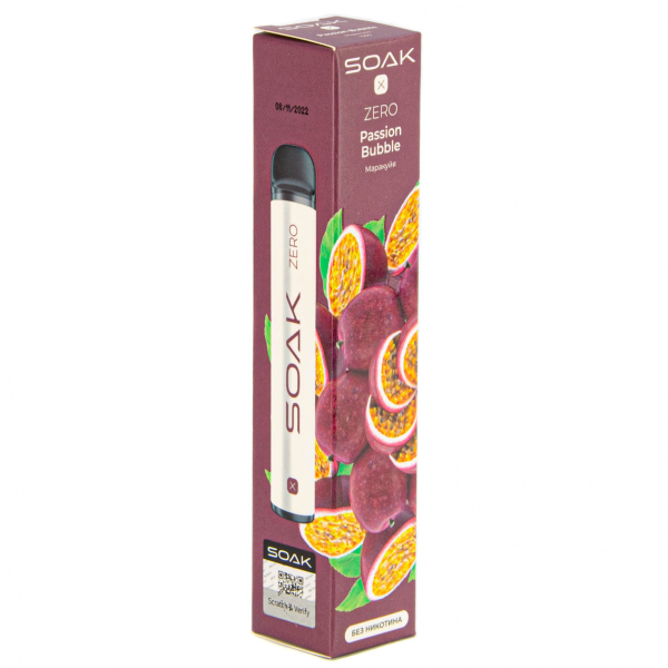 SOAK X ZERO Passion bubble 1500 затяжек (без никотина) в Воркуте