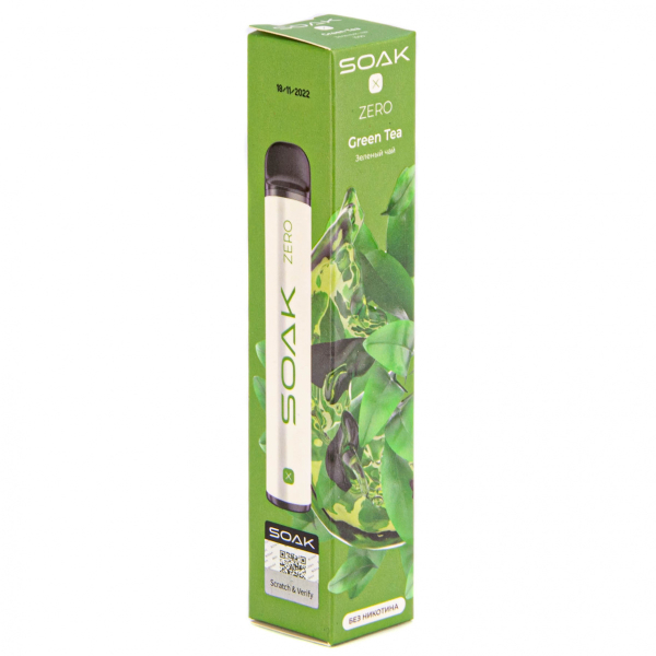 SOAK X ZERO Green tea 1500 затяжек (без никотина) в Воркуте