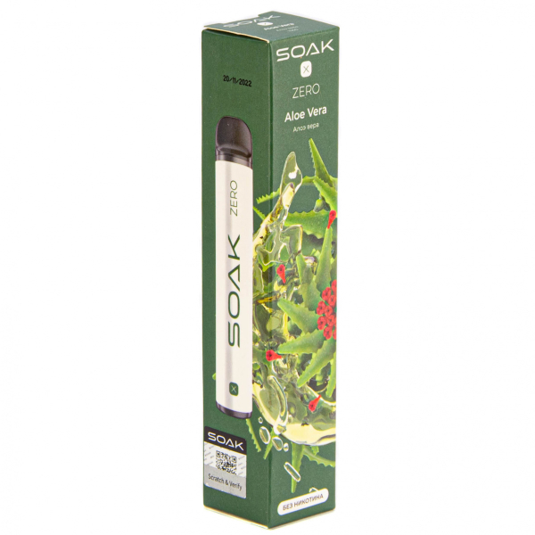 SOAK X ZERO Aloe vera 1500 затяжек (без никотина) в Воркуте