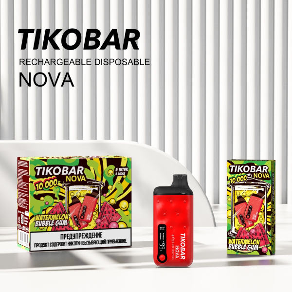 Электронка Tikobar Nova Арбузная Жвачка 10000 Затяжек в Воркуте