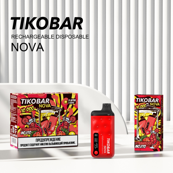 Электронка Tikobar Nova Клубничный Мохито 10000 Затяжек в Воркуте
