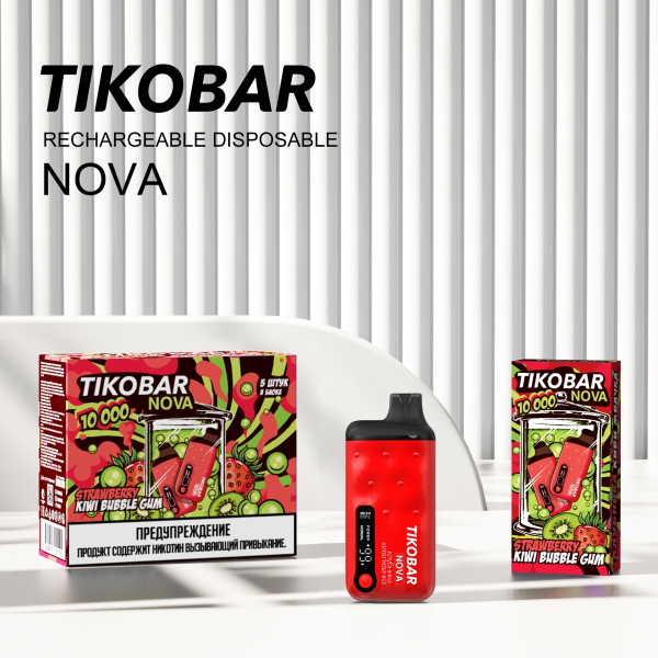 Электронка Tikobar Nova Клубника Киви Жвачка 10000 Затяжек в Воркуте