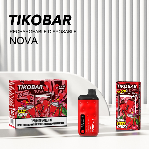 Электронка Tikobar Nova Кислая Вишневая Шипучка 10000 Затяжек в Воркуте