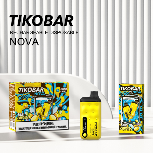 Электронка Tikobar Nova Кислые Конфеты 10000 Затяжек в Воркуте