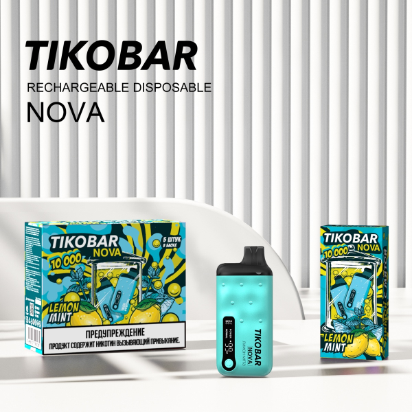 Электронка Tikobar Nova Лимон Мята 10000 Затяжек в Воркуте