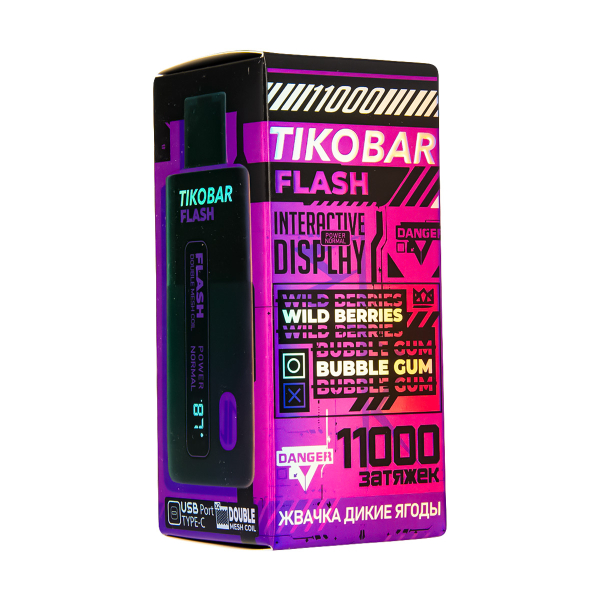 Электронка Tikobar Flash Жвачка Дикие Ягоды 11000 Затяжек в Воркуте