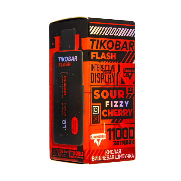 Электронка Tikobar Flash Кислая Вишнёвая Шипучка 11000 Затяжек в Воркуте