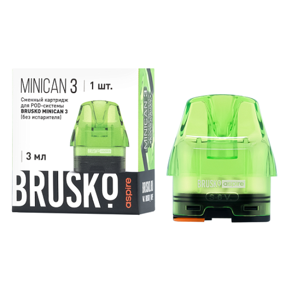 Сменный Картридж Brusko Minican 3, (Зелёный), 3 Мл, Упак. 1 Шт в Воркуте