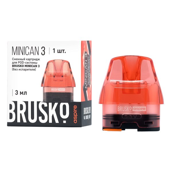 Сменный Картридж Brusko Minican 3, (Красный), 3 Мл, Упак. 1 Шт в Воркуте