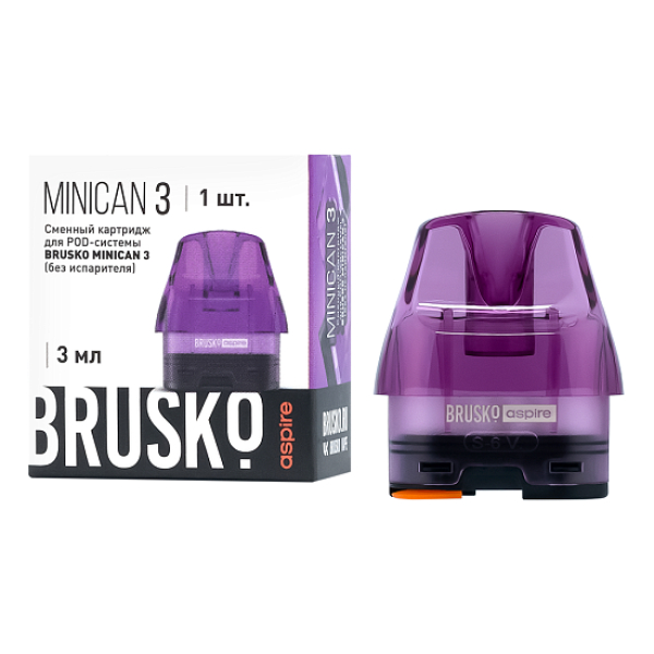 Сменный Картридж Brusko Minican 3, (Фиолетовый), 3 Мл, Упак. 1 Шт в Воркуте