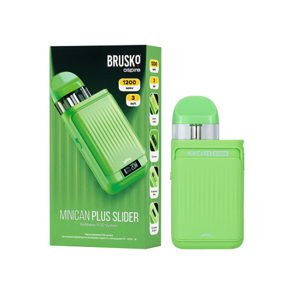 POD-система Brusko Minican Plus Slider Зелёный в Воркуте