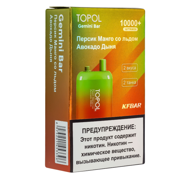 Электронка Topol Gemini Bar Peach Mango Ice | Avocado Melon 10000 тяг в Воркуте