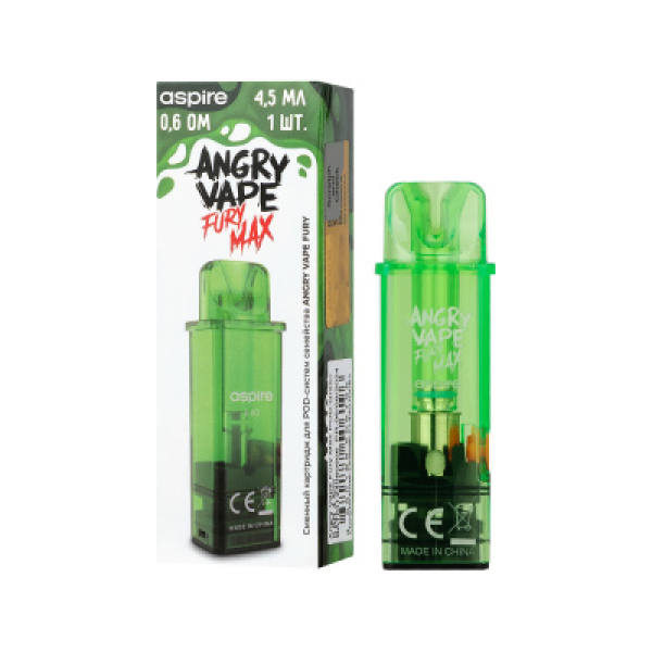 Картридж Angry Vape Fury Max Зелёный 45 мл 0.6 Ом ( 1 шт.) в Воркуте